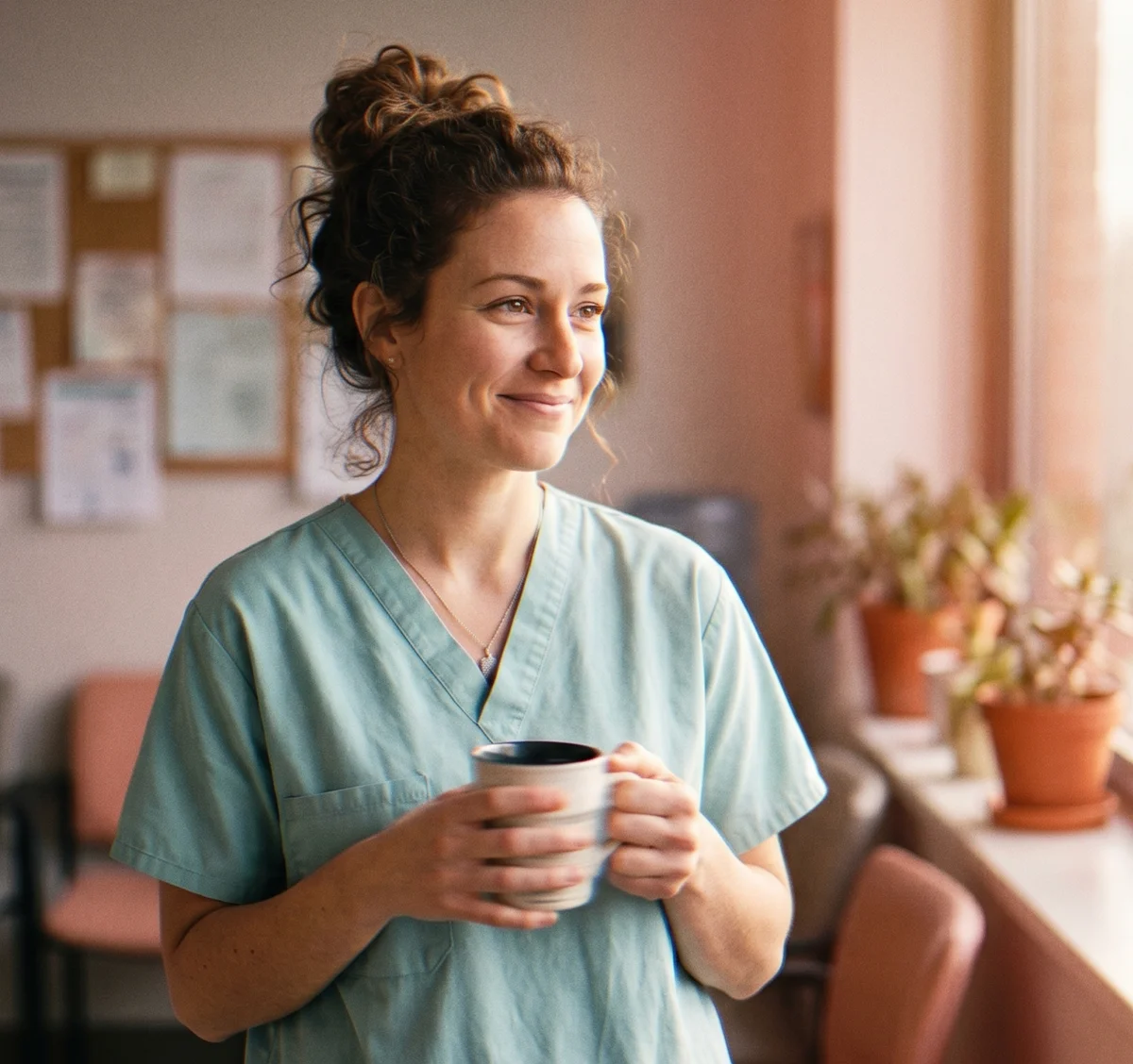 Nurse holding a mug