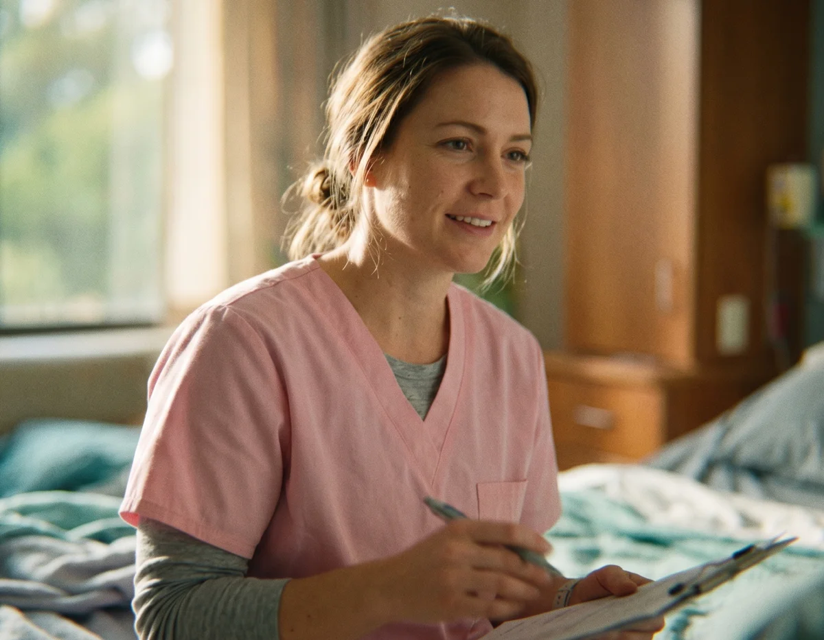 Nurse reviewing patient notes